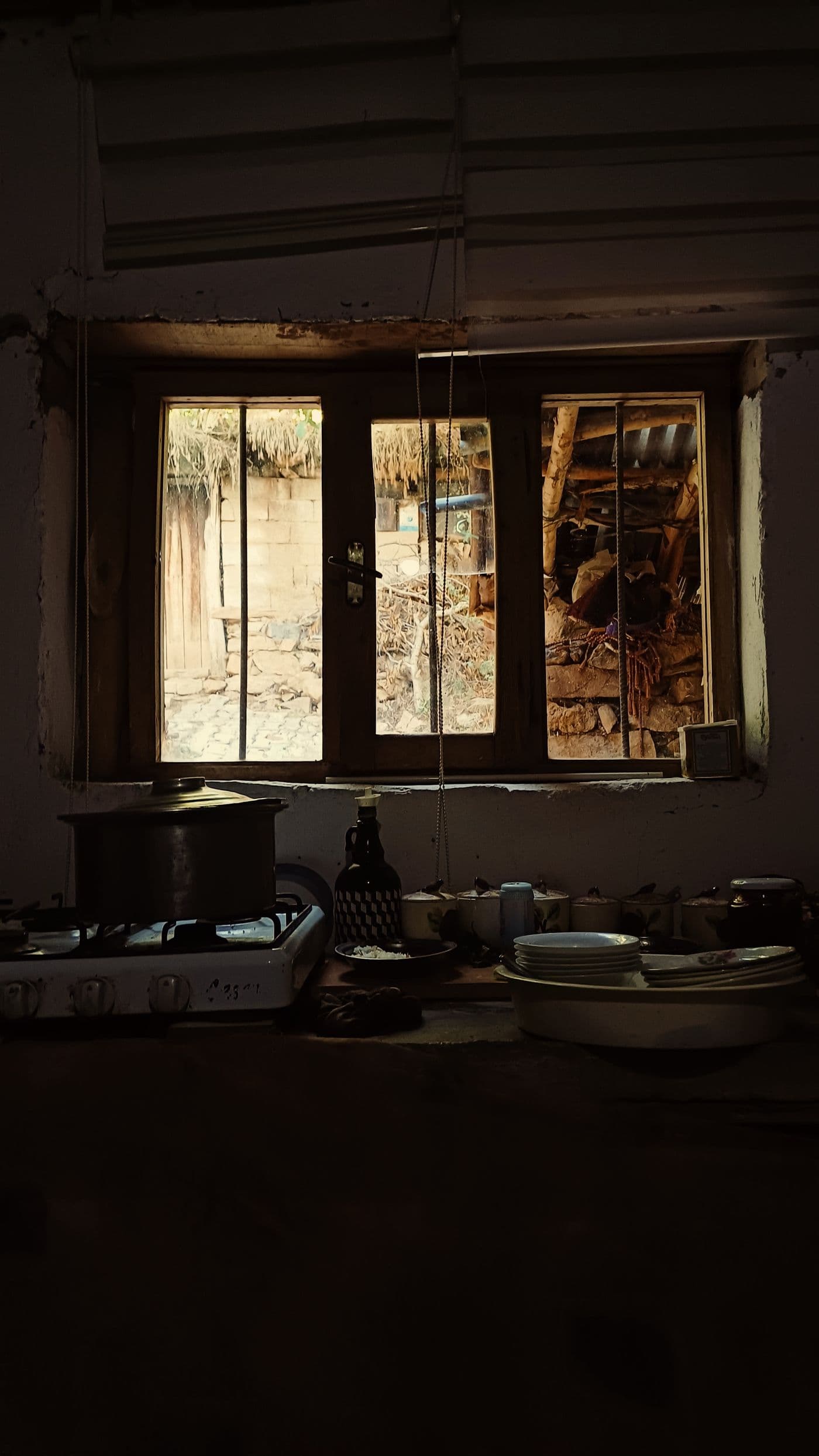 Modest, lived-in kitchen