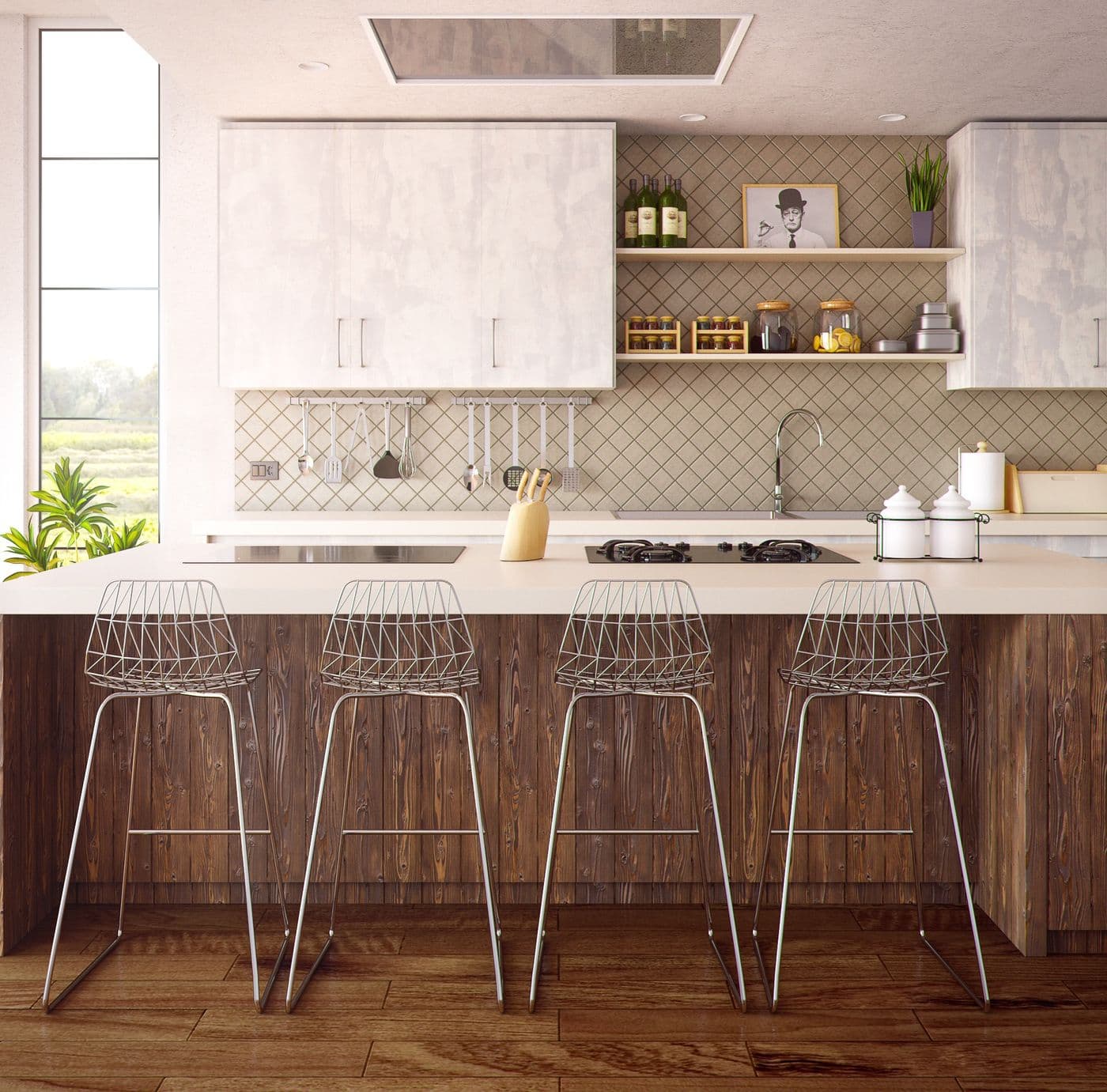 Older kitchen with a tile backsplash